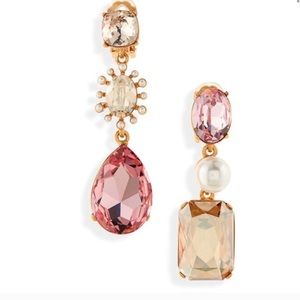 NWOT Oscar De La Renta Pink Gold Crystal Earrings